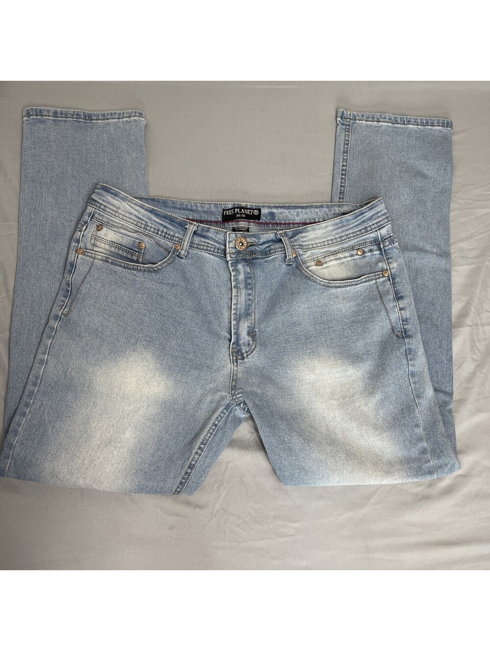 Free Planet Light Wash Denim Jeans Straight Leg Men’s 34x30